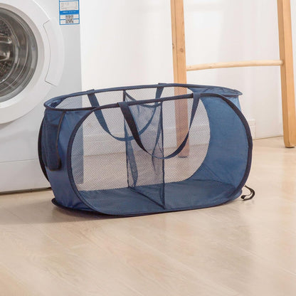 Collapsible Divided Laundry Hamper - Large Capacity Breathable Mesh Laundry Basket with Handles, Home Sorting Storage Bin,Large 31.5"x14"x14"