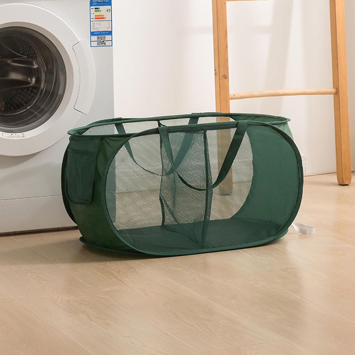 Collapsible Divided Laundry Hamper - Large Capacity Breathable Mesh Laundry Basket with Handles, Home Sorting Storage Bin,Large 31.5"x14"x14"