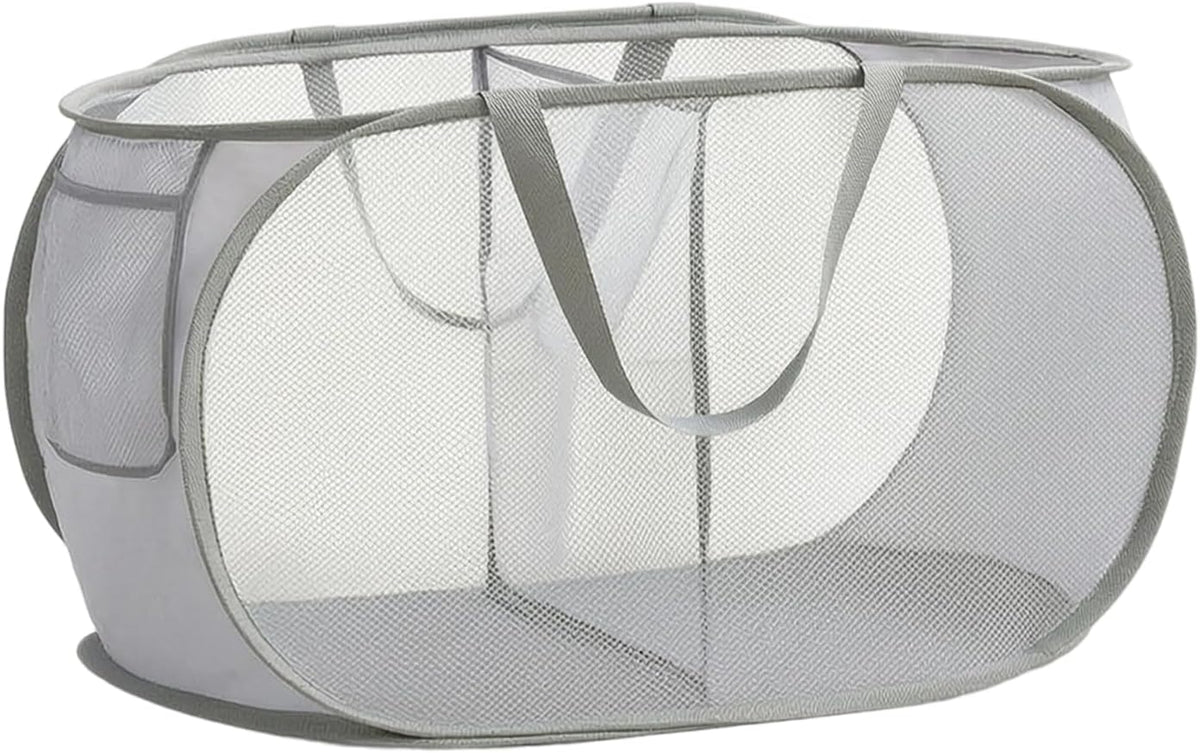 Collapsible Divided Laundry Hamper - Large Capacity Breathable Mesh Laundry Basket with Handles, Home Sorting Storage Bin,Large 31.5"x14"x14"