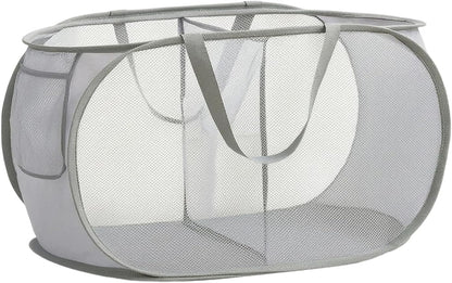 Collapsible Divided Laundry Hamper - Large Capacity Breathable Mesh Laundry Basket with Handles, Home Sorting Storage Bin,Large 31.5"x14"x14"