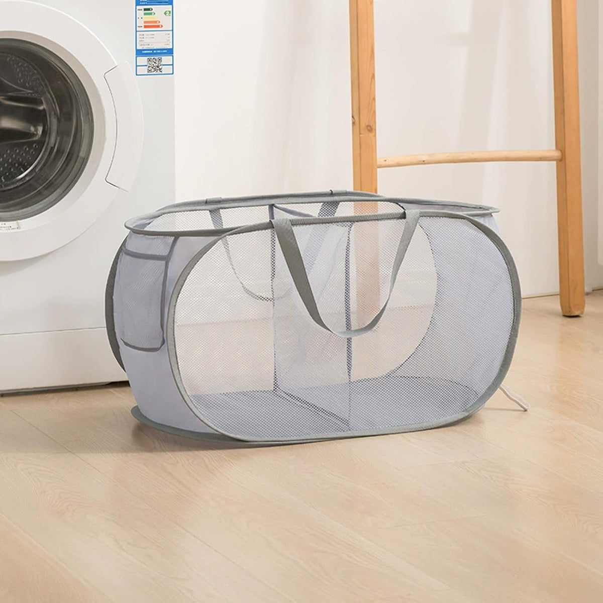 Collapsible Divided Laundry Hamper - Large Capacity Breathable Mesh Laundry Basket with Handles, Home Sorting Storage Bin,Large 31.5"x14"x14"