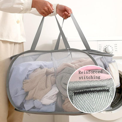 Collapsible Divided Laundry Hamper - Large Capacity Breathable Mesh Laundry Basket with Handles, Home Sorting Storage Bin,Large 31.5"x14"x14"