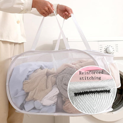 Collapsible Divided Laundry Hamper - Large Capacity Breathable Mesh Laundry Basket with Handles, Home Sorting Storage Bin,Large 31.5"x14"x14"