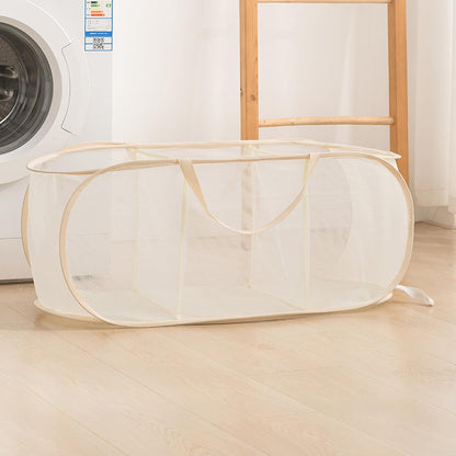 Collapsible Divided Laundry Hamper - Large Capacity Breathable Mesh Laundry Basket with Handles, Home Sorting Storage Bin,Large 31.5"x14"x14"