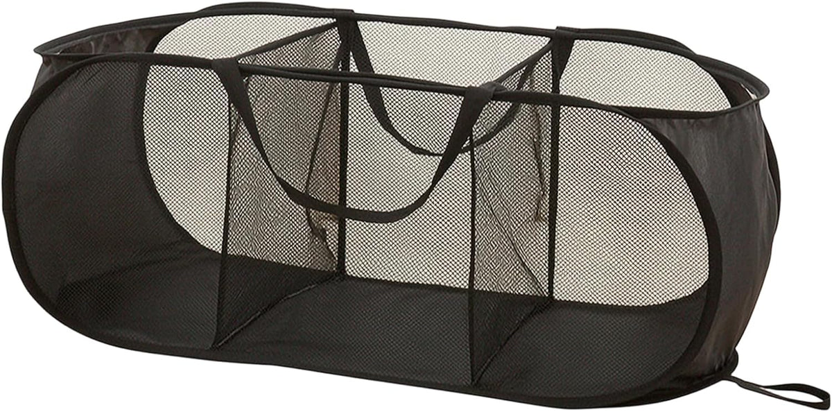 Collapsible Divided Laundry Hamper - Large Capacity Breathable Mesh Laundry Basket with Handles, Home Sorting Storage Bin,Large 31.5"x14"x14"