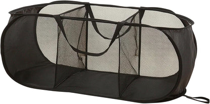 Collapsible Divided Laundry Hamper - Large Capacity Breathable Mesh Laundry Basket with Handles, Home Sorting Storage Bin,Large 31.5"x14"x14"