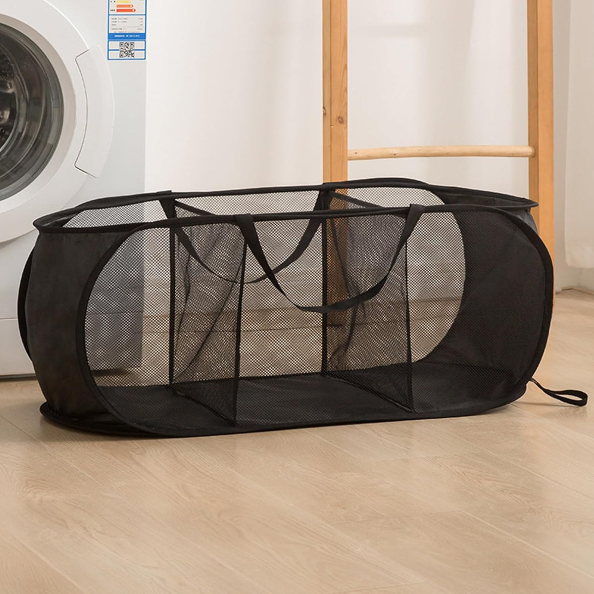 Collapsible Divided Laundry Hamper - Large Capacity Breathable Mesh Laundry Basket with Handles, Home Sorting Storage Bin,Large 31.5"x14"x14"