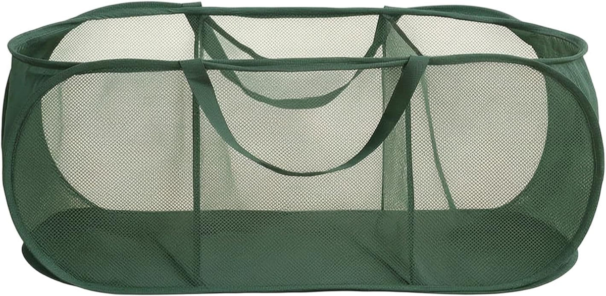 Collapsible Divided Laundry Hamper - Large Capacity Breathable Mesh Laundry Basket with Handles, Home Sorting Storage Bin,Large 31.5"x14"x14"