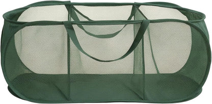 Collapsible Divided Laundry Hamper - Large Capacity Breathable Mesh Laundry Basket with Handles, Home Sorting Storage Bin,Large 31.5"x14"x14"