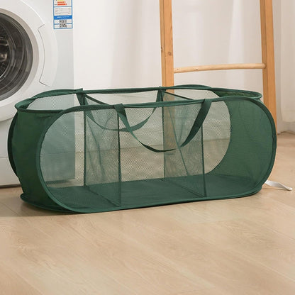 Collapsible Divided Laundry Hamper - Large Capacity Breathable Mesh Laundry Basket with Handles, Home Sorting Storage Bin,Large 31.5"x14"x14"