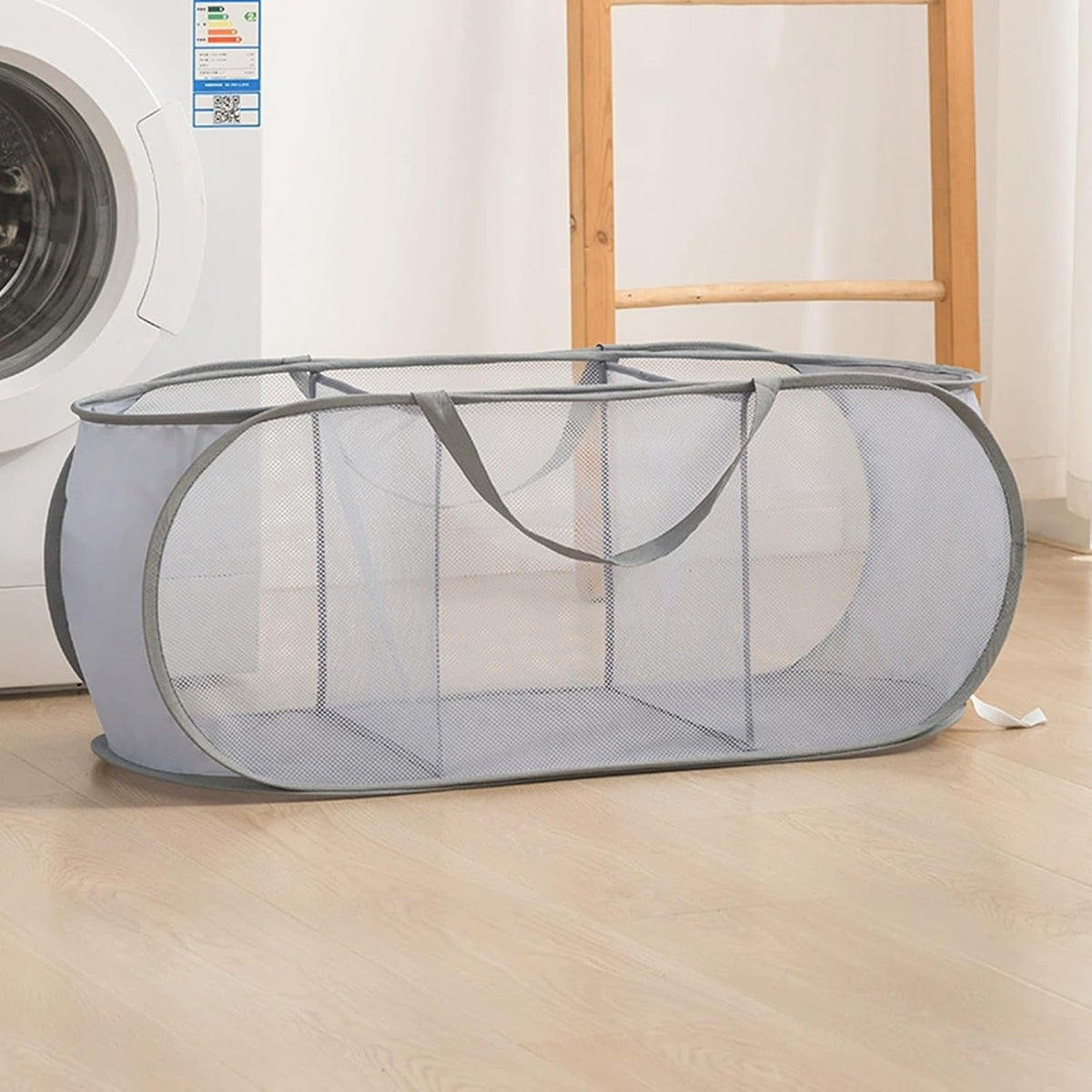 Collapsible Divided Laundry Hamper - Large Capacity Breathable Mesh Laundry Basket with Handles, Home Sorting Storage Bin,Large 31.5"x14"x14"