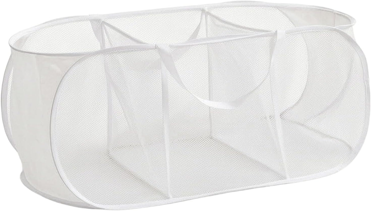 Collapsible Divided Laundry Hamper - Large Capacity Breathable Mesh Laundry Basket with Handles, Home Sorting Storage Bin,Large 31.5"x14"x14"