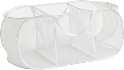 Collapsible Divided Laundry Hamper - Large Capacity Breathable Mesh Laundry Basket with Handles, Home Sorting Storage Bin,Large 31.5"x14"x14"
