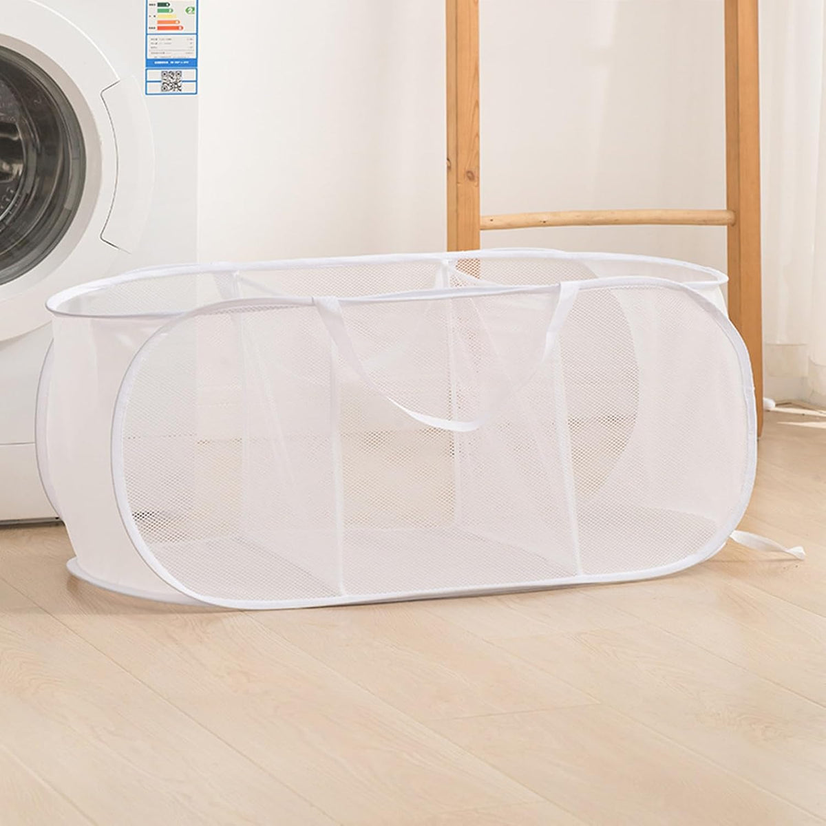 Collapsible Divided Laundry Hamper - Large Capacity Breathable Mesh Laundry Basket with Handles, Home Sorting Storage Bin,Large 31.5"x14"x14"