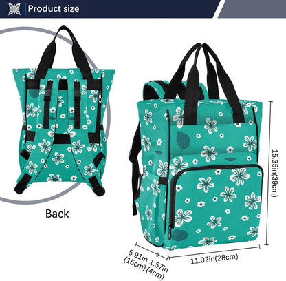 Diaper Bag Backpack, Multifunction Travel Bag for Moms Dads, Baby Changing Bag with Insulted Pockets, Stroller Straps and Side Bottle Pockets White Floral Pattern