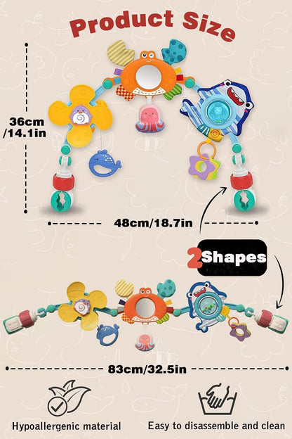 Baby Stroller Arch Toys, Car Seat Toys,Bouncer Toy Bar/Mobile for Bassinet,Adjustable Baby Hanging Toys Fit for Crib Bed,Stroller,Car Seat.S-19(Crab)