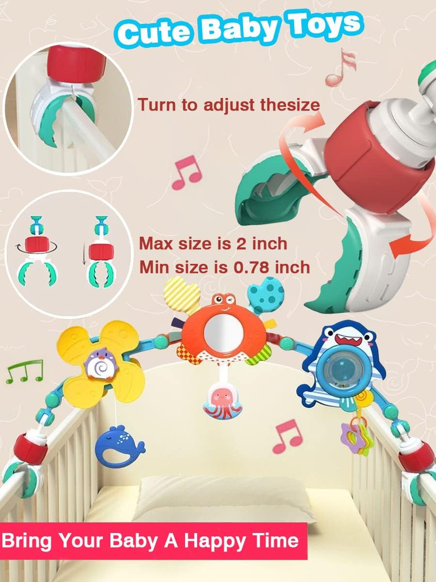 Baby Stroller Arch Toys, Car Seat Toys,Bouncer Toy Bar/Mobile for Bassinet,Adjustable Baby Hanging Toys Fit for Crib Bed,Stroller,Car Seat.S-19(Crab)