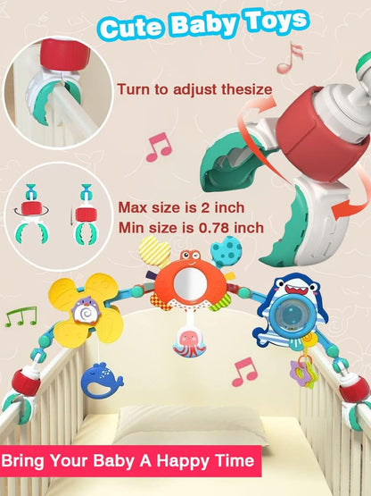 Baby Stroller Arch Toys, Car Seat Toys,Bouncer Toy Bar/Mobile for Bassinet,Adjustable Baby Hanging Toys Fit for Crib Bed,Stroller,Car Seat.S-19(Crab)