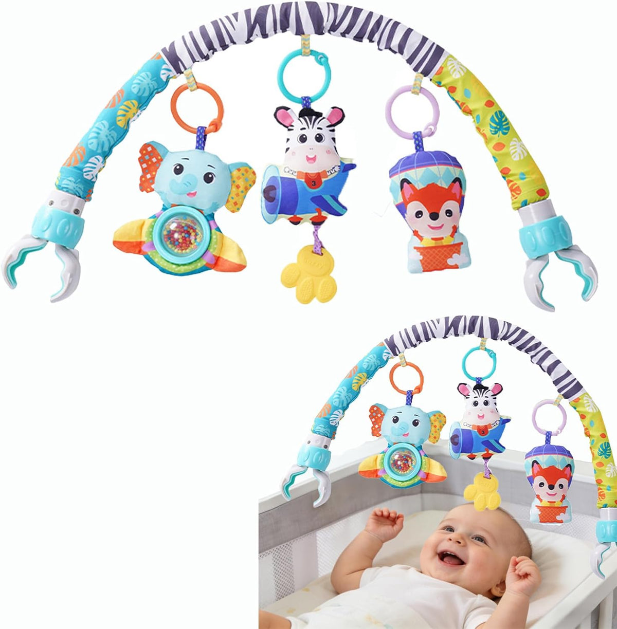 Baby Stroller Arch Toys, Car Seat Toys,Bouncer Toy Bar/Mobile for Bassinet,Adjustable Baby Hanging Toys Fit for Crib Bed,Stroller,Car Seat.S-19(Crab)
