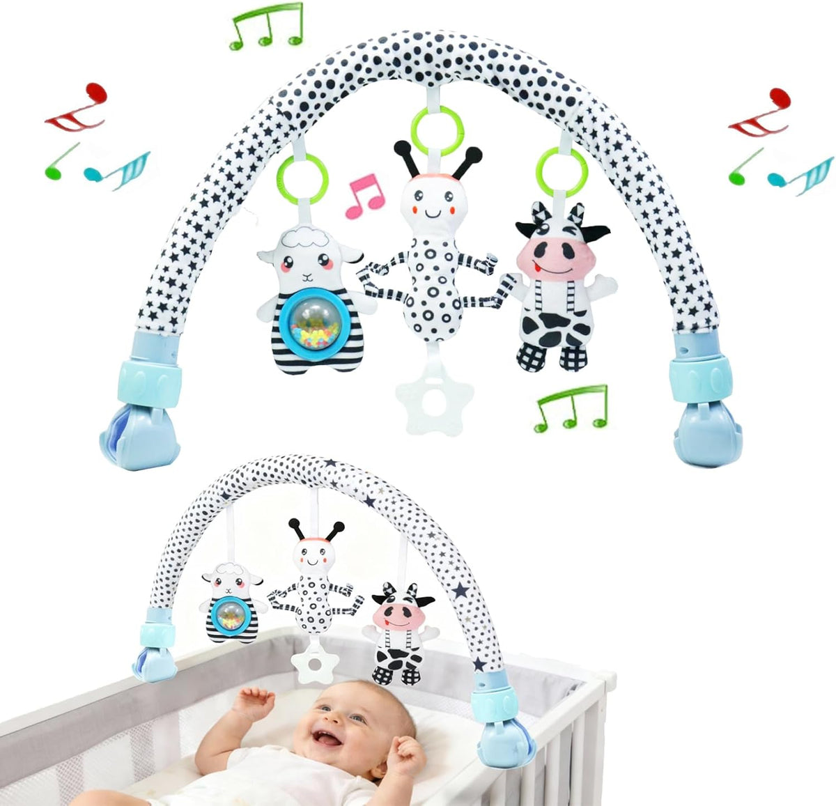 Baby Stroller Arch Toys, Car Seat Toys,Bouncer Toy Bar/Mobile for Bassinet,Adjustable Baby Hanging Toys Fit for Crib Bed,Stroller,Car Seat.S-19(Crab)