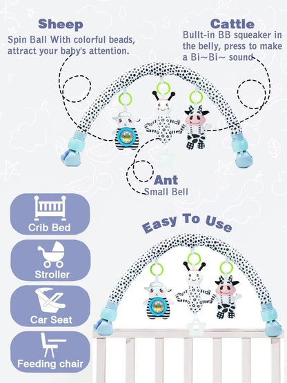 Baby Stroller Arch Toys, Car Seat Toys,Bouncer Toy Bar/Mobile for Bassinet,Adjustable Baby Hanging Toys Fit for Crib Bed,Stroller,Car Seat.S-19(Crab)