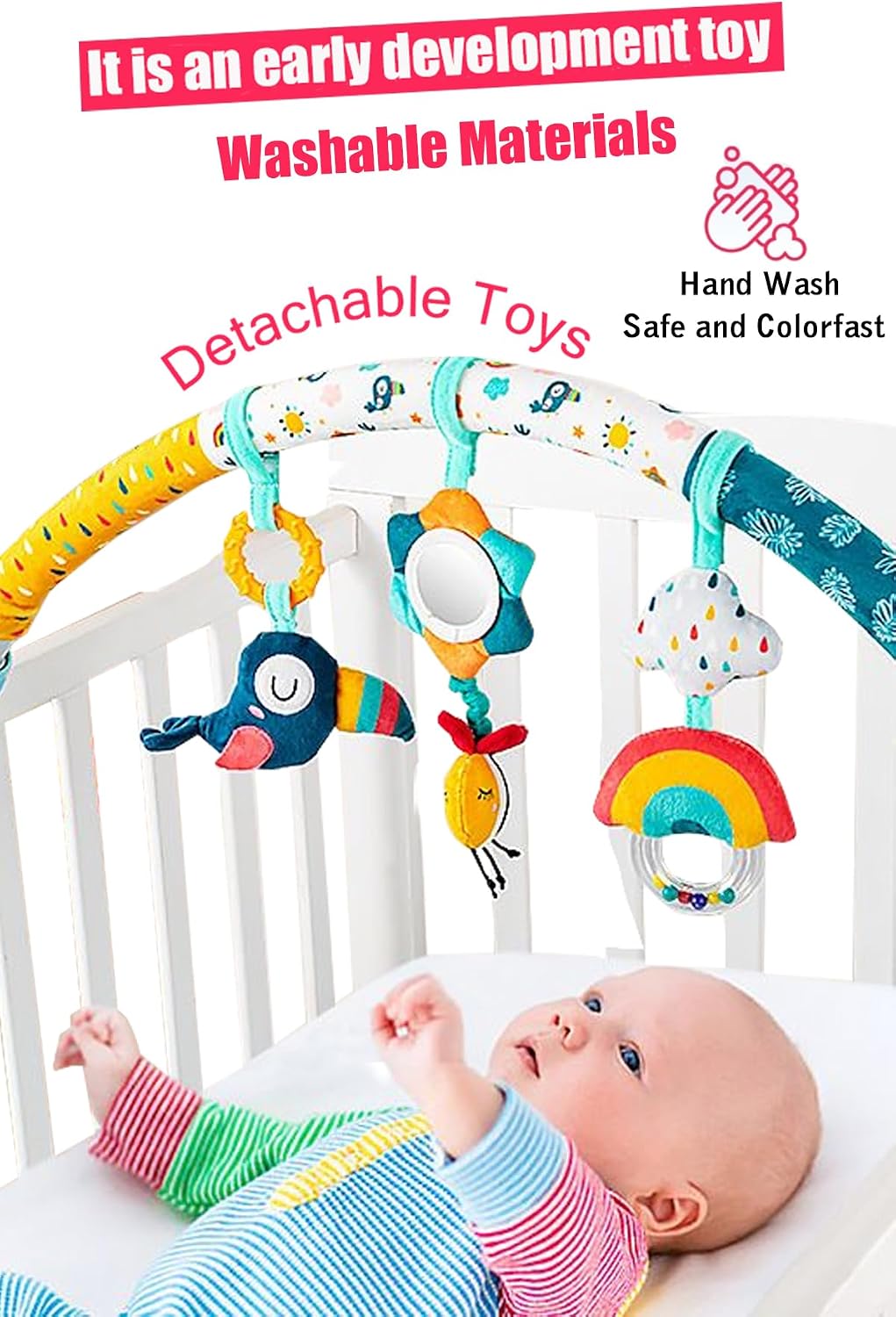Baby Stroller Arch Toys, Car Seat Toys,Bouncer Toy Bar/Mobile for Bassinet,Adjustable Baby Hanging Toys Fit for Crib Bed,Stroller,Car Seat.S-19(Crab)