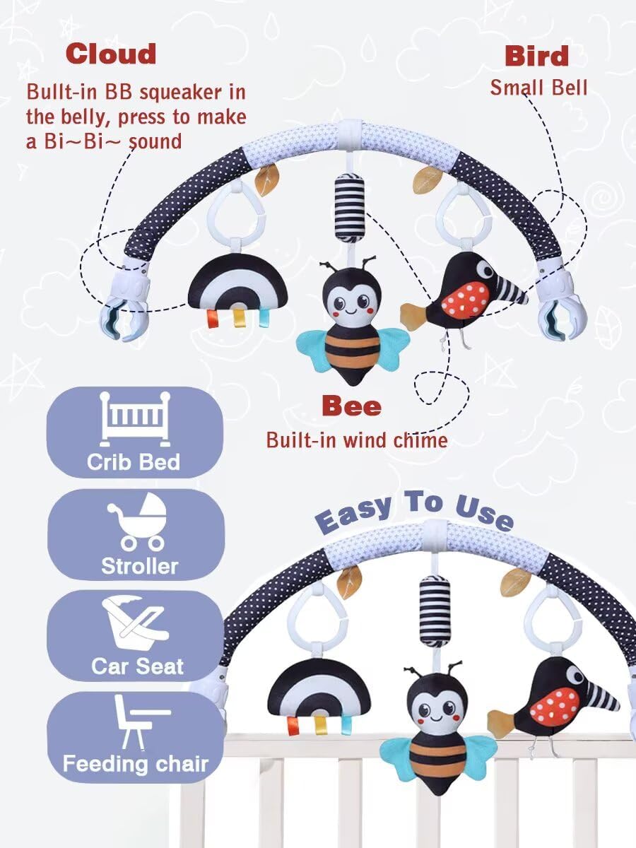 Baby Stroller Arch Toys, Car Seat Toys,Bouncer Toy Bar/Mobile for Bassinet,Adjustable Baby Hanging Toys Fit for Crib Bed,Stroller,Car Seat.S-19(Crab)