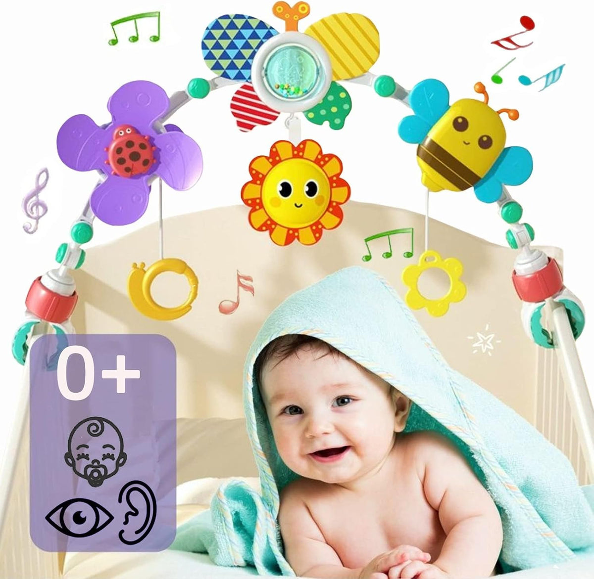 Baby Stroller Arch Toys, Car Seat Toys,Bouncer Toy Bar/Mobile for Bassinet,Adjustable Baby Hanging Toys Fit for Crib Bed,Stroller,Car Seat.S-19(Crab)