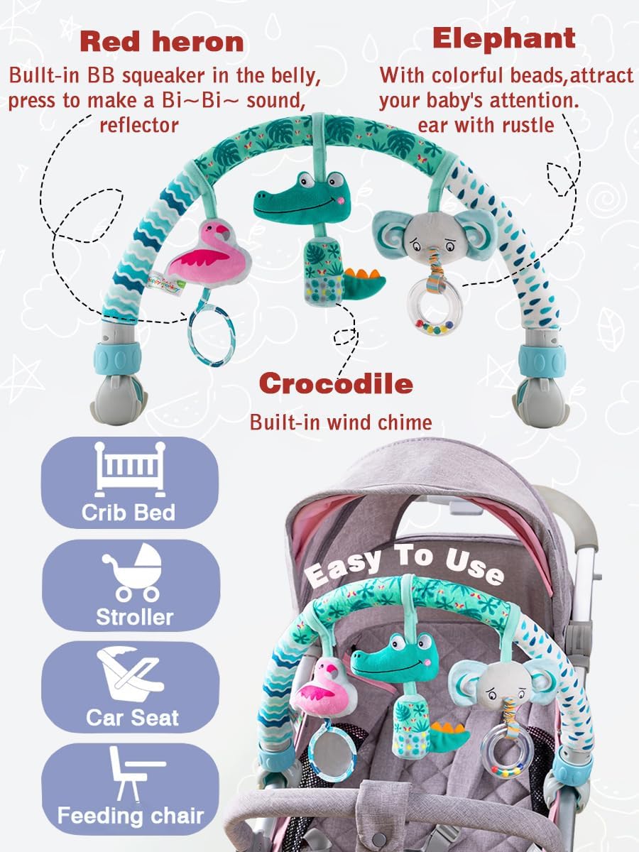 Baby Stroller Arch Toys, Car Seat Toys,Bouncer Toy Bar/Mobile for Bassinet,Adjustable Baby Hanging Toys Fit for Crib Bed,Stroller,Car Seat.S-19(Crab)