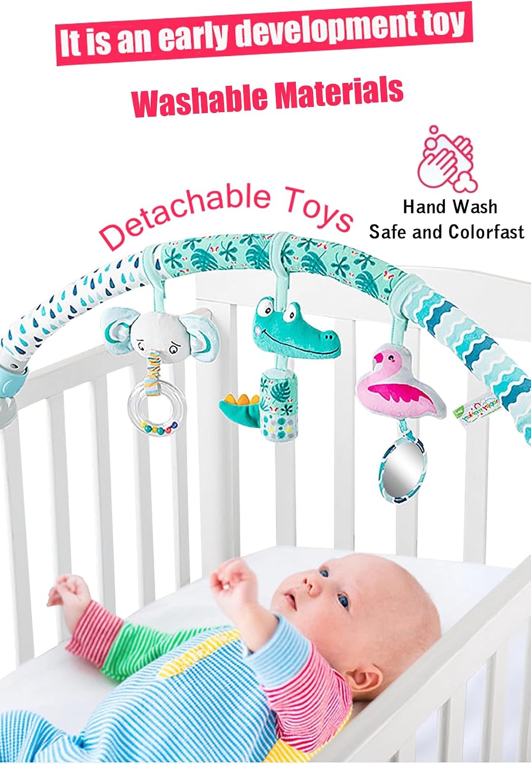 Baby Stroller Arch Toys, Car Seat Toys,Bouncer Toy Bar/Mobile for Bassinet,Adjustable Baby Hanging Toys Fit for Crib Bed,Stroller,Car Seat.S-19(Crab)
