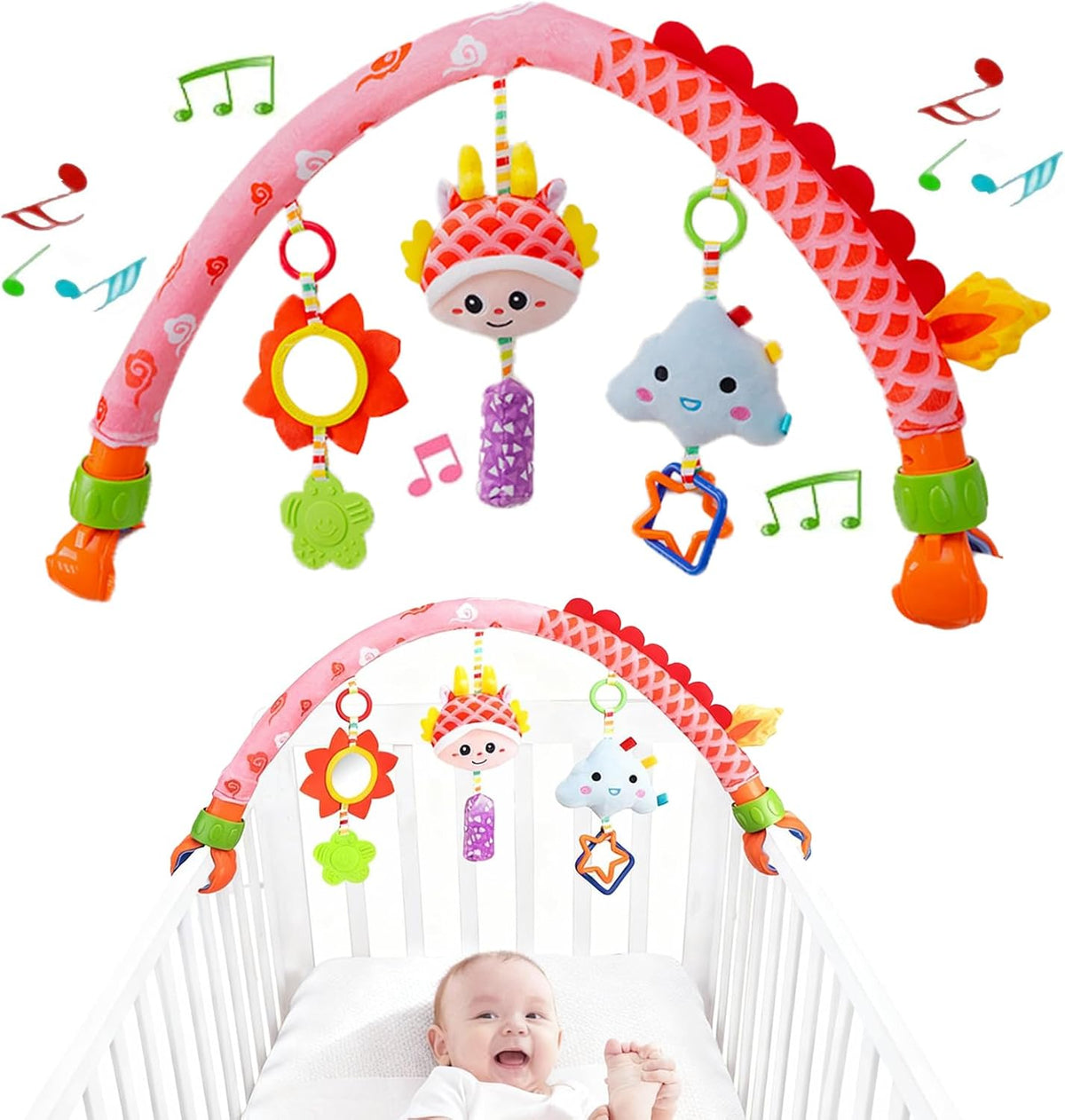 Baby Stroller Arch Toys, Car Seat Toys,Bouncer Toy Bar/Mobile for Bassinet,Adjustable Baby Hanging Toys Fit for Crib Bed,Stroller,Car Seat.S-19(Crab)