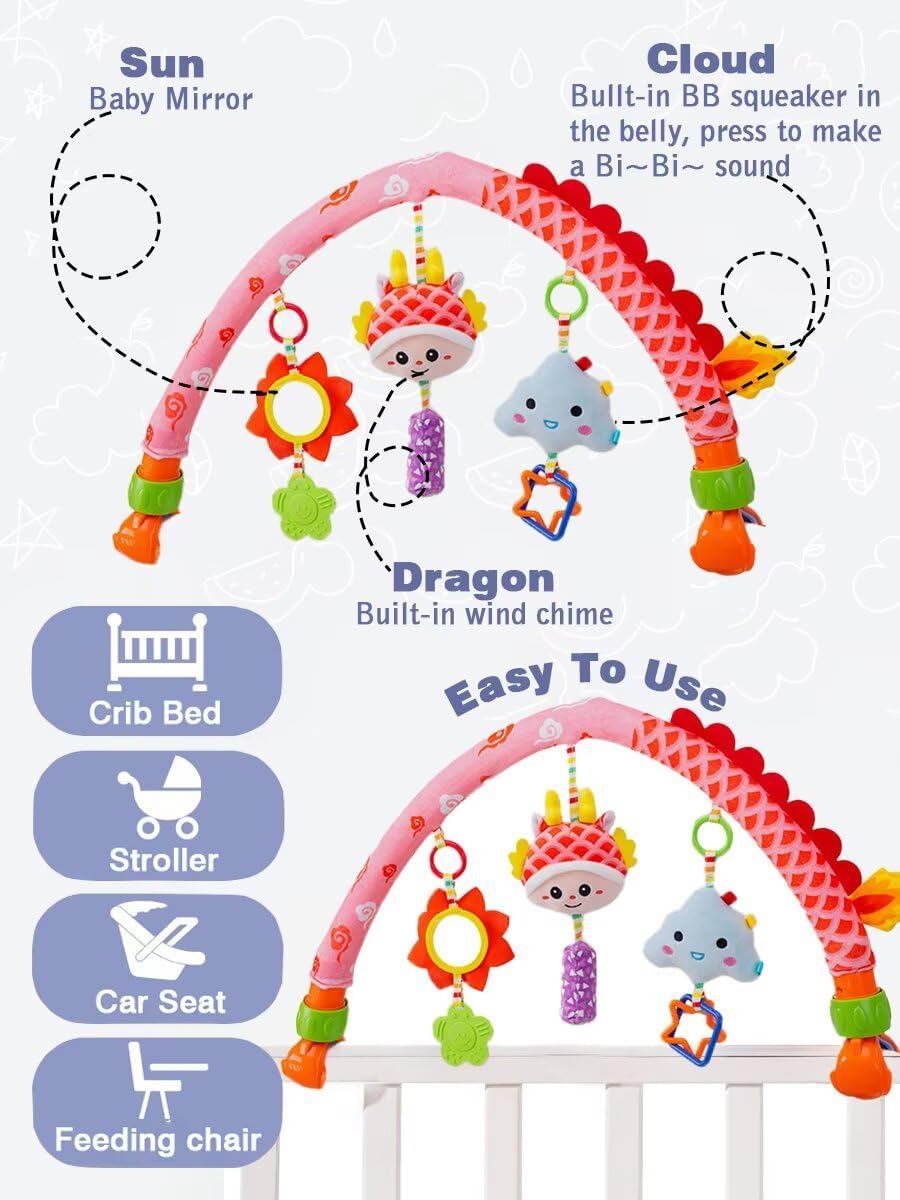 Baby Stroller Arch Toys, Car Seat Toys,Bouncer Toy Bar/Mobile for Bassinet,Adjustable Baby Hanging Toys Fit for Crib Bed,Stroller,Car Seat.S-19(Crab)