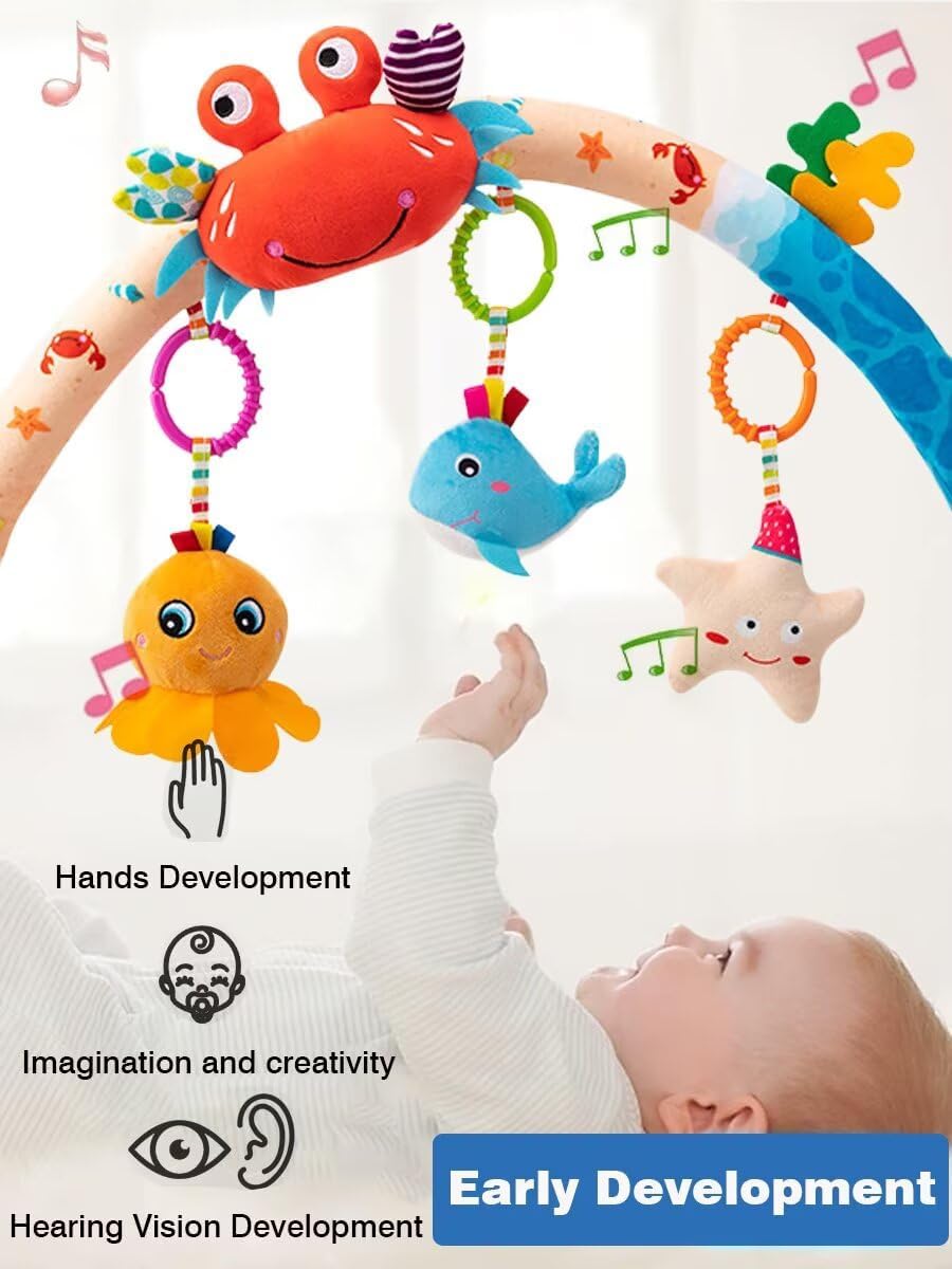 Baby Stroller Arch Toys, Car Seat Toys,Bouncer Toy Bar/Mobile for Bassinet,Adjustable Baby Hanging Toys Fit for Crib Bed,Stroller,Car Seat.S-19(Crab)