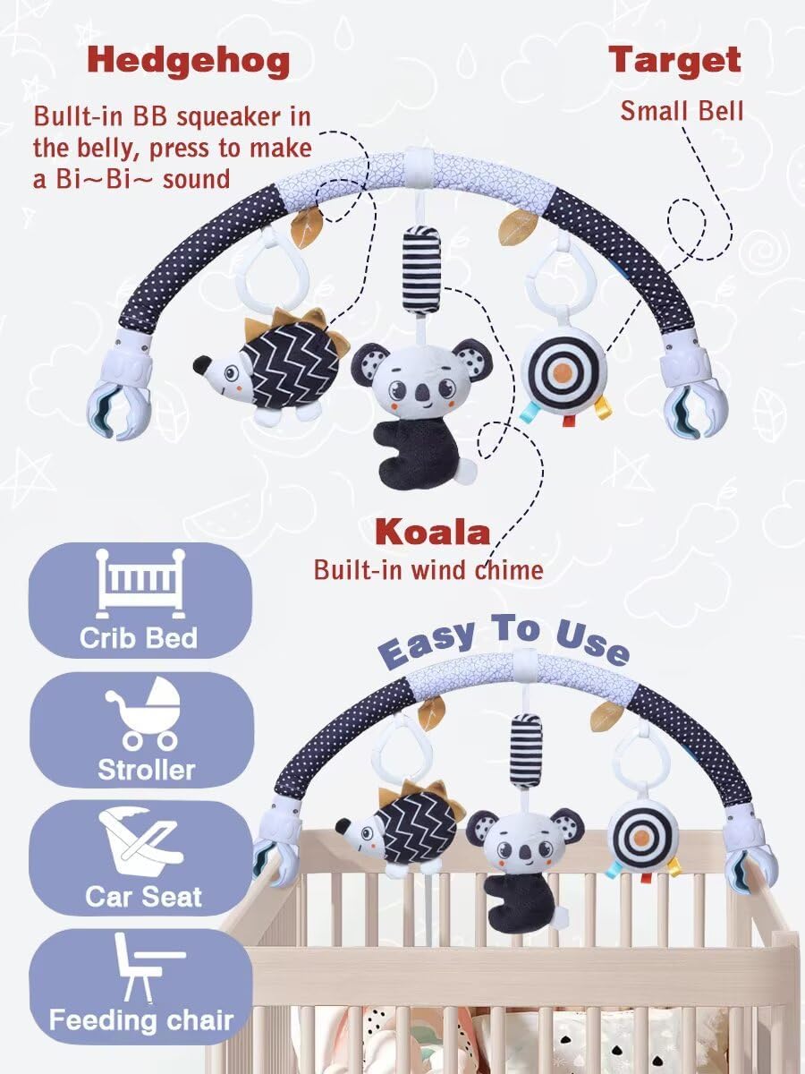 Baby Stroller Arch Toys, Car Seat Toys,Bouncer Toy Bar/Mobile for Bassinet,Adjustable Baby Hanging Toys Fit for Crib Bed,Stroller,Car Seat.S-19(Crab)