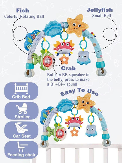 Baby Stroller Arch Toys, Car Seat Toys,Bouncer Toy Bar/Mobile for Bassinet,Adjustable Baby Hanging Toys Fit for Crib Bed,Stroller,Car Seat.S-19(Crab)