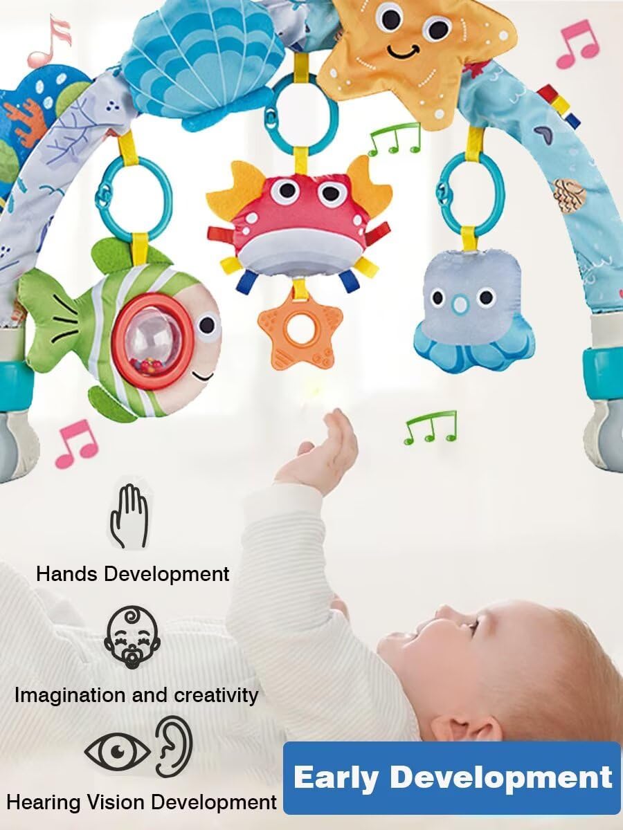 Baby Stroller Arch Toys, Car Seat Toys,Bouncer Toy Bar/Mobile for Bassinet,Adjustable Baby Hanging Toys Fit for Crib Bed,Stroller,Car Seat.S-19(Crab)