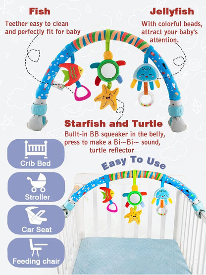 Baby Stroller Arch Toys, Car Seat Toys,Bouncer Toy Bar/Mobile for Bassinet,Adjustable Baby Hanging Toys Fit for Crib Bed,Stroller,Car Seat.S-19(Crab)