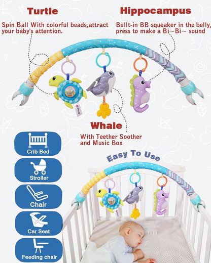 Baby Stroller Arch Toys, Car Seat Toys,Bouncer Toy Bar/Mobile for Bassinet,Adjustable Baby Hanging Toys Fit for Crib Bed,Stroller,Car Seat.S-19(Crab)