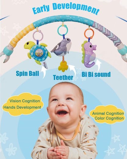 Baby Stroller Arch Toys, Car Seat Toys,Bouncer Toy Bar/Mobile for Bassinet,Adjustable Baby Hanging Toys Fit for Crib Bed,Stroller,Car Seat.S-19(Crab)