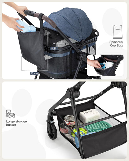 3 in 1 Pet Carrier Stroller for Small/Medium Dogs up to 33 lbs