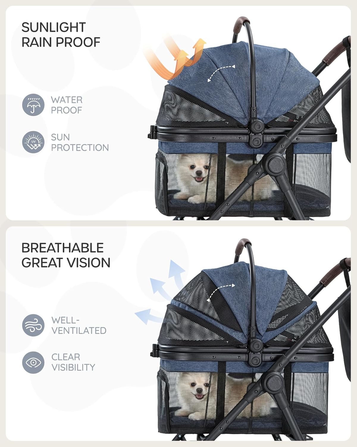 3 in 1 Pet Carrier Stroller for Small/Medium Dogs up to 33 lbs