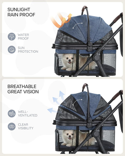 3 in 1 Pet Carrier Stroller for Small/Medium Dogs up to 33 lbs