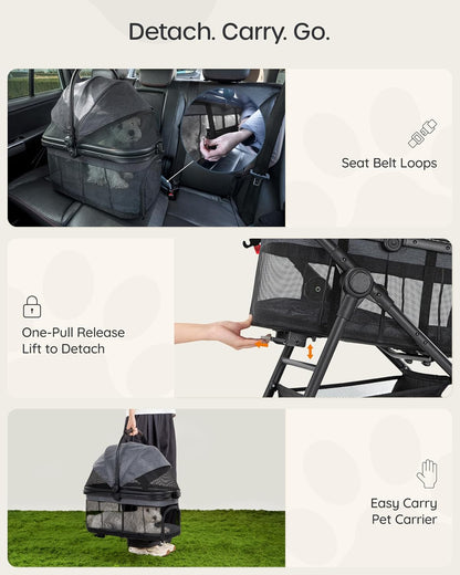 3 in 1 Pet Carrier Stroller for Small/Medium Dogs up to 33 lbs