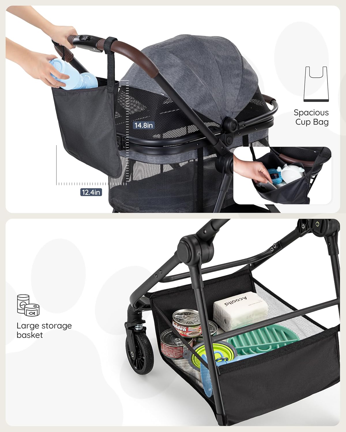 3 in 1 Pet Carrier Stroller for Small/Medium Dogs up to 33 lbs