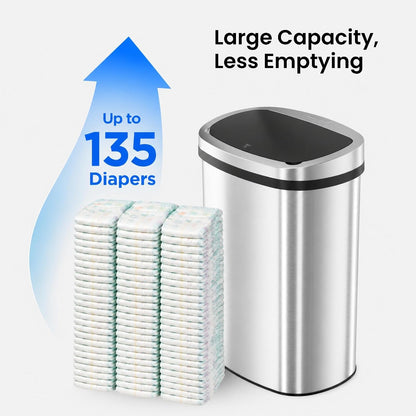 13 Gallon Press-Open Lid Odorless Diaper Pail | Fits 135 Diapers