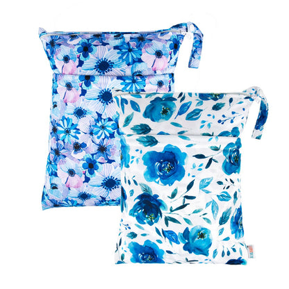 ALVA 2pcs Cloth Diaper Wet Dry Bags Waterproof Reusable with Two Zippered Pockets Travel Beach Pool Daycare Soiled Baby Items Yoga Gym Bag for Swimsuits or Wet Clothes L-B1929