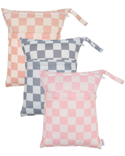 ALVA 2pcs Cloth Diaper Wet Dry Bags Waterproof Reusable with Two Zippered Pockets Travel Beach Pool Daycare Soiled Baby Items Yoga Gym Bag for Swimsuits or Wet Clothes L-B1929