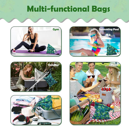 ALVA 2pcs Cloth Diaper Wet Dry Bags Waterproof Reusable with Two Zippered Pockets Travel Beach Pool Daycare Soiled Baby Items Yoga Gym Bag for Swimsuits or Wet Clothes L-B1929