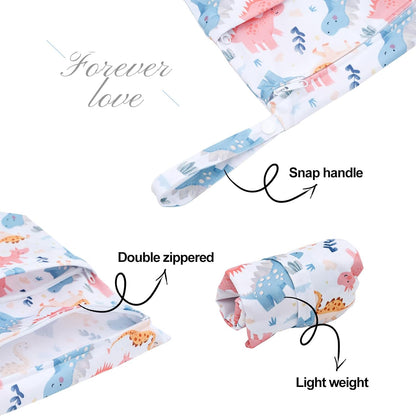 ALVA 2pcs Cloth Diaper Wet Dry Bags Waterproof Reusable with Two Zippered Pockets Travel Beach Pool Daycare Soiled Baby Items Yoga Gym Bag for Swimsuits or Wet Clothes L-B1929