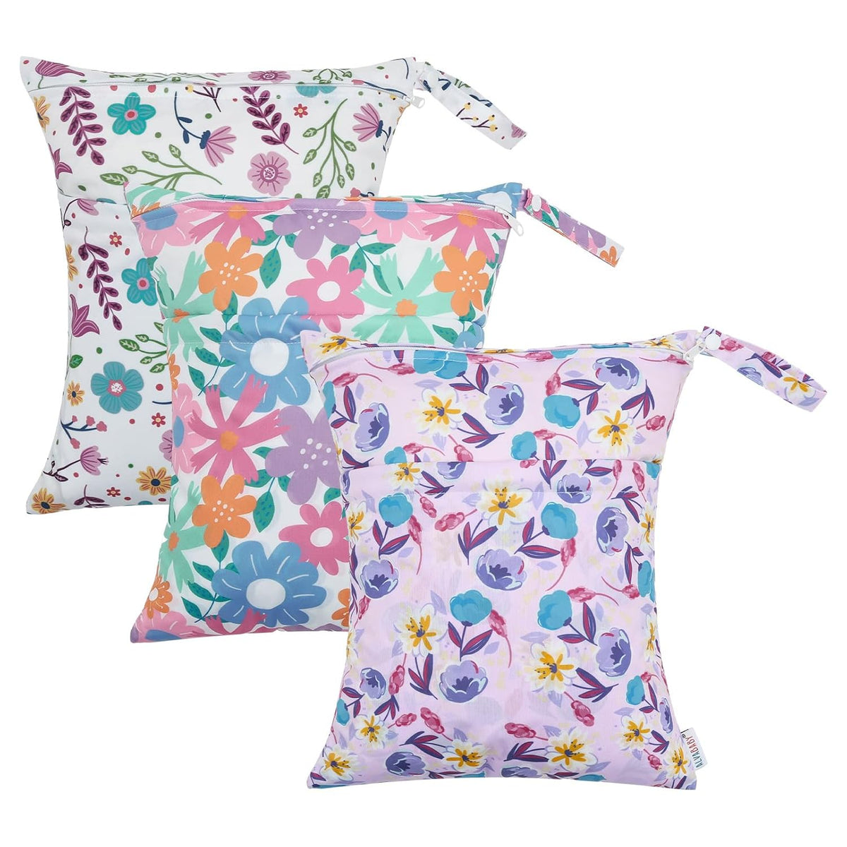 ALVA 2pcs Cloth Diaper Wet Dry Bags Waterproof Reusable with Two Zippered Pockets Travel Beach Pool Daycare Soiled Baby Items Yoga Gym Bag for Swimsuits or Wet Clothes L-B1929